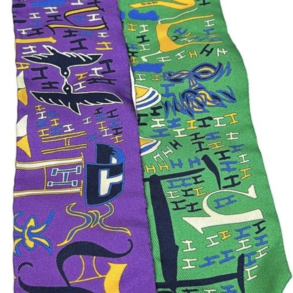 HERMES Twilly 5X86CM Green Purple Multi - Scarf - Picture 5 of 5